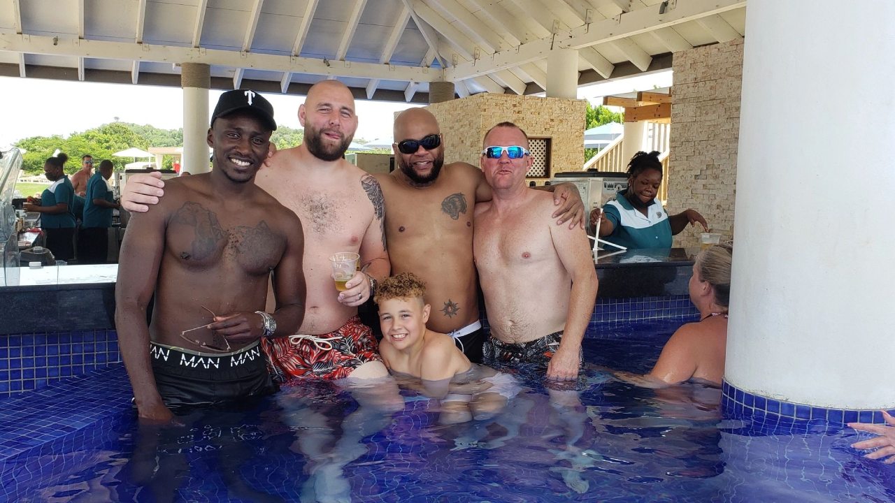 Bryon Smith with is Friends in Swimming pool